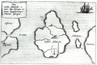 Mapa de la Atlántida, de «Mundus Subterraneus», 1665-68
